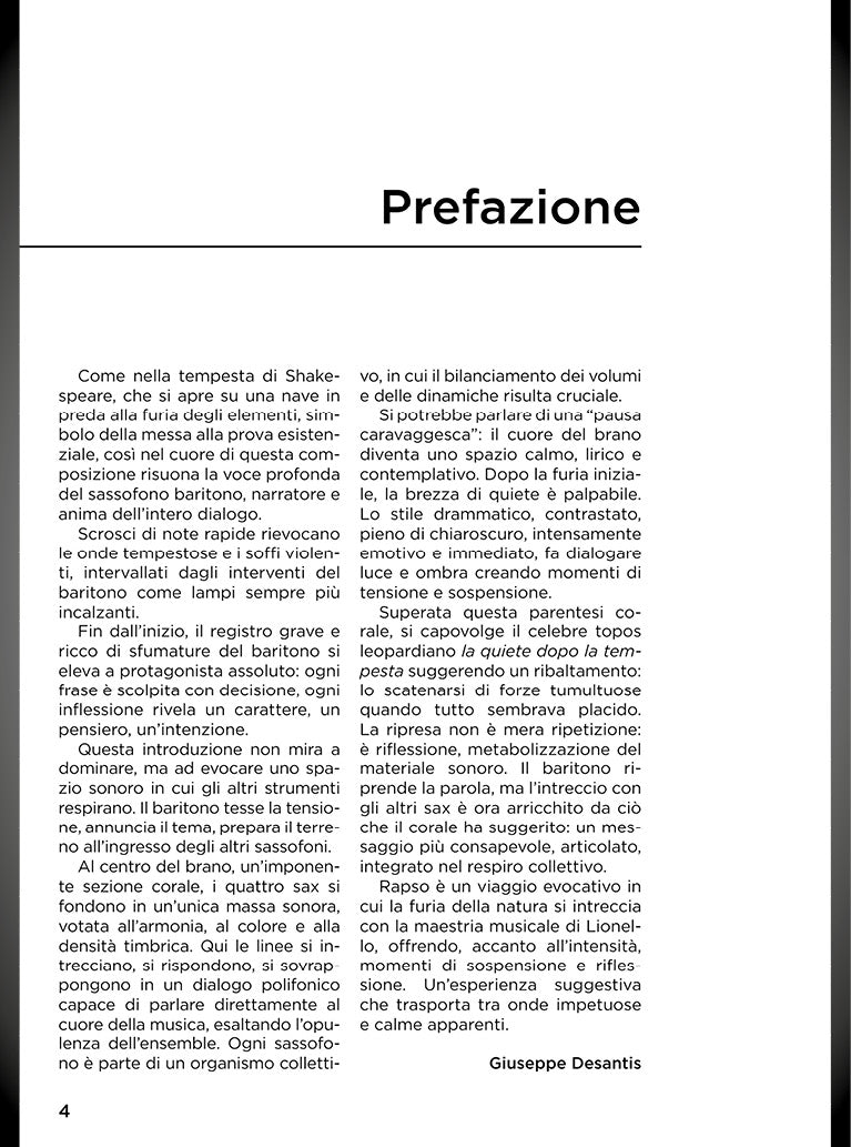 Rapso, per quartetto di sassofoni (SATB) - DIGITAL VERSION