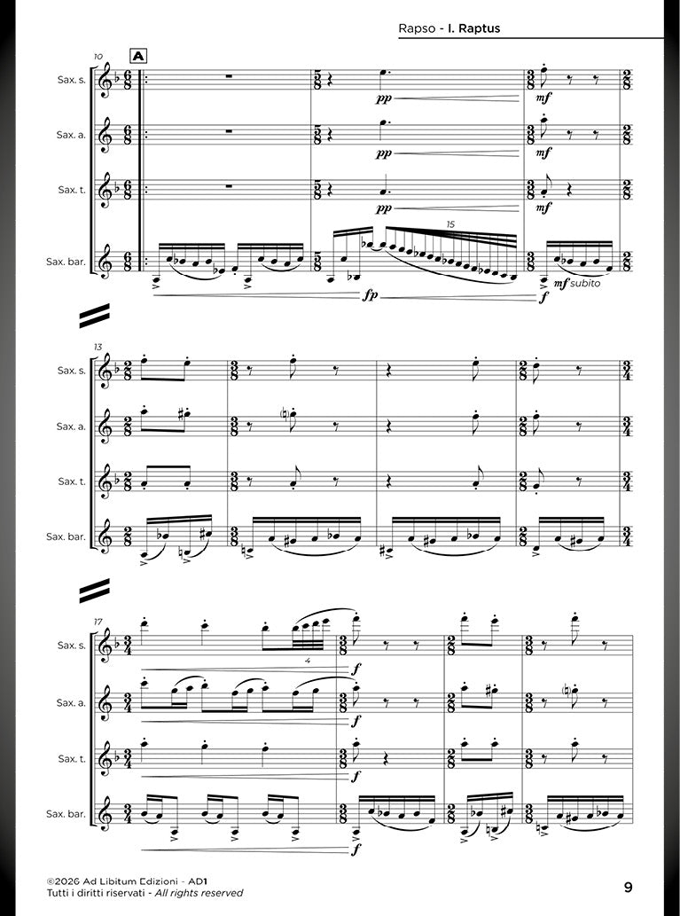 Rapso, per quartetto di sassofoni (SATB) - DIGITAL VERSION