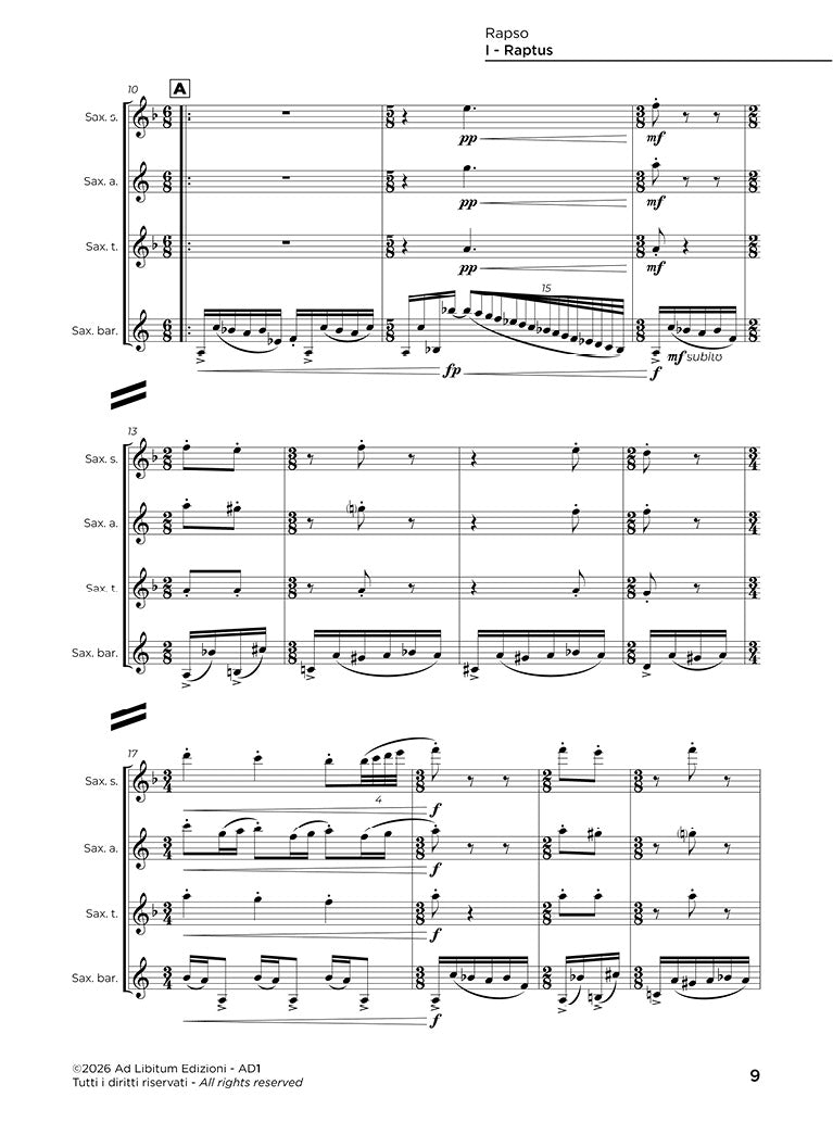 Rapso, per quartetto di sassofoni (SATB)