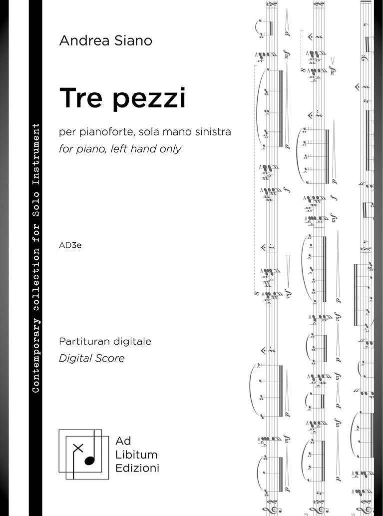 Tre pezzi, per pianoforte, sola mano sinistra - DIGITAL VERSION