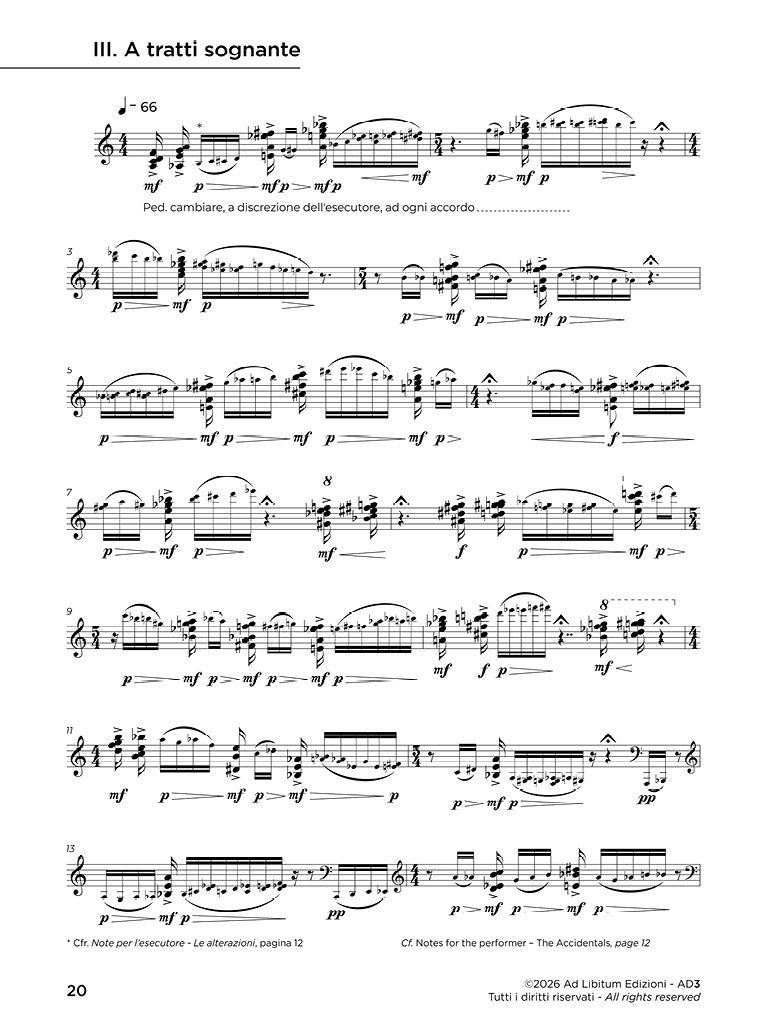 Tre pezzi, per pianoforte, sola mano sinistra