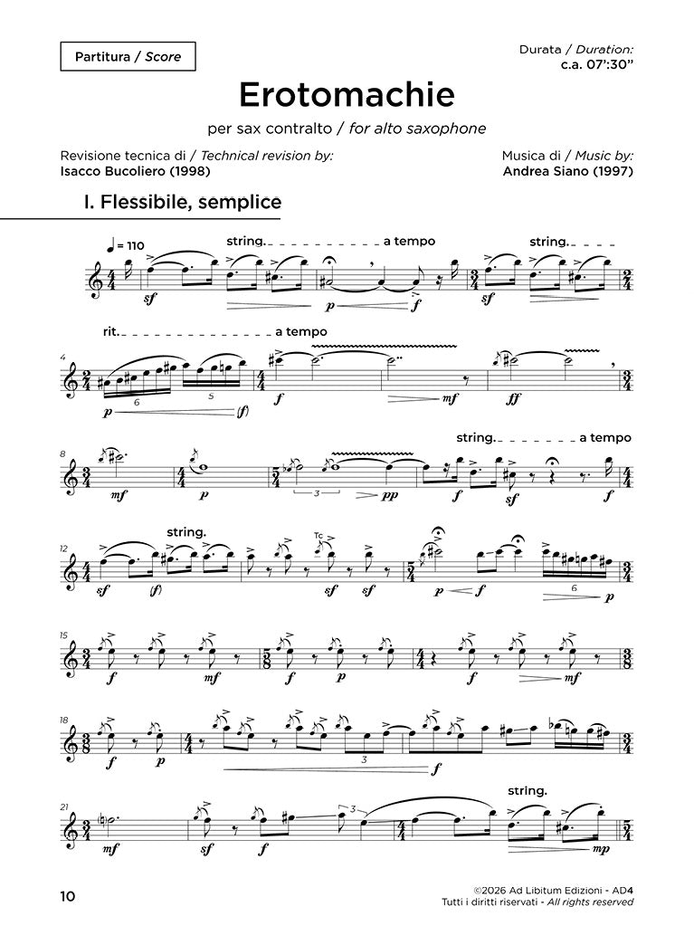 Erotomachie, per sassofono contralto
