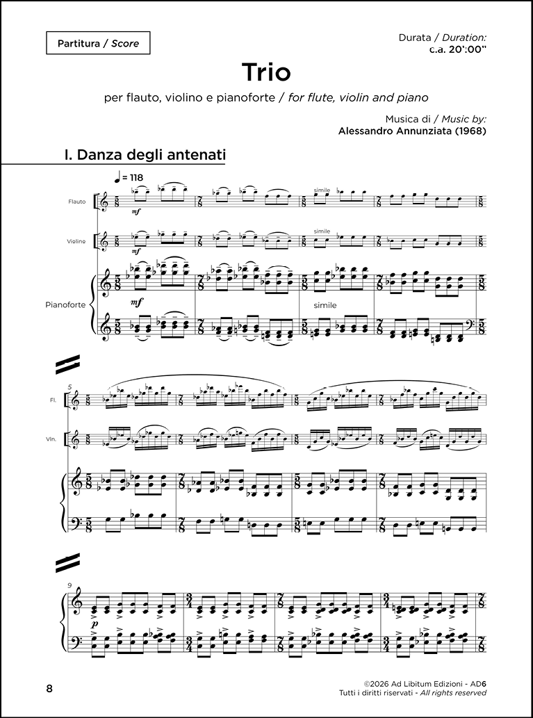 Trio, per flauto, violino e pianoforte