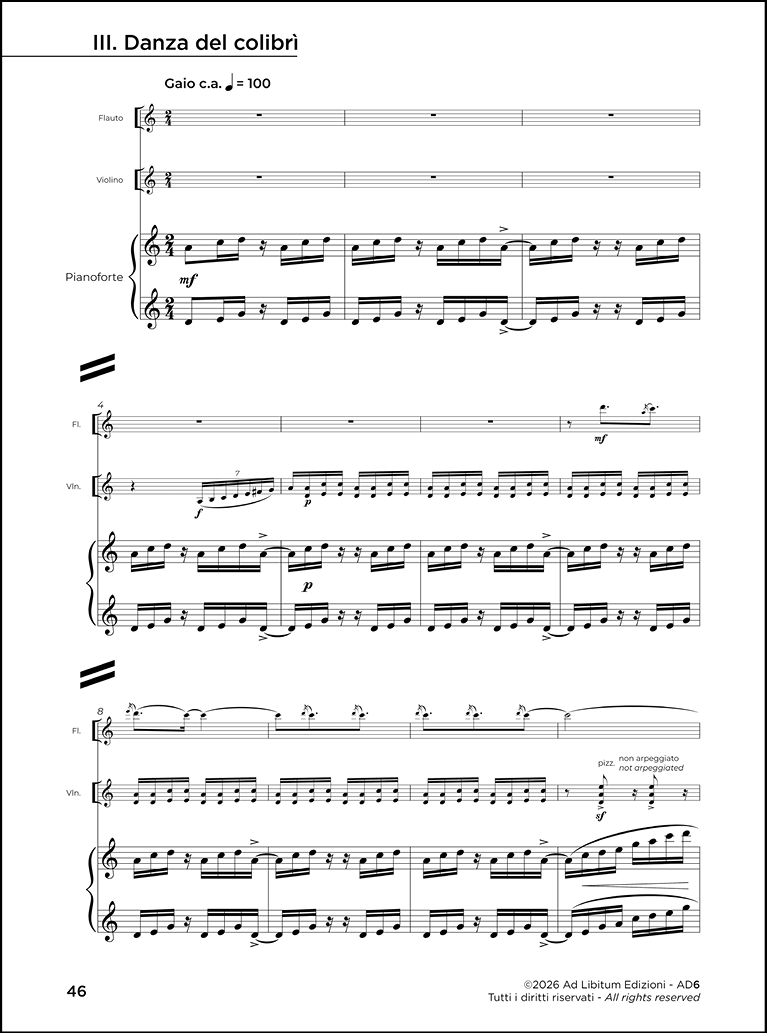 Trio, per flauto, violino e pianoforte